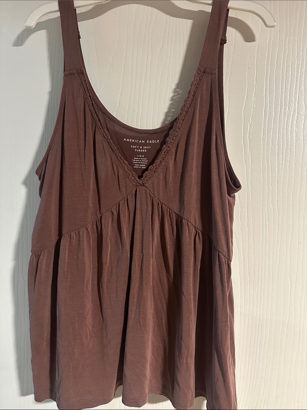 American Eagle Outfitters Brown sueded V-neck Tank Top